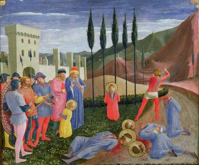 Das Martyrium der Heiligen Cosmas und Damian, aus der Predella des San Marco Altars, ca. 1440 von Fra Angelico